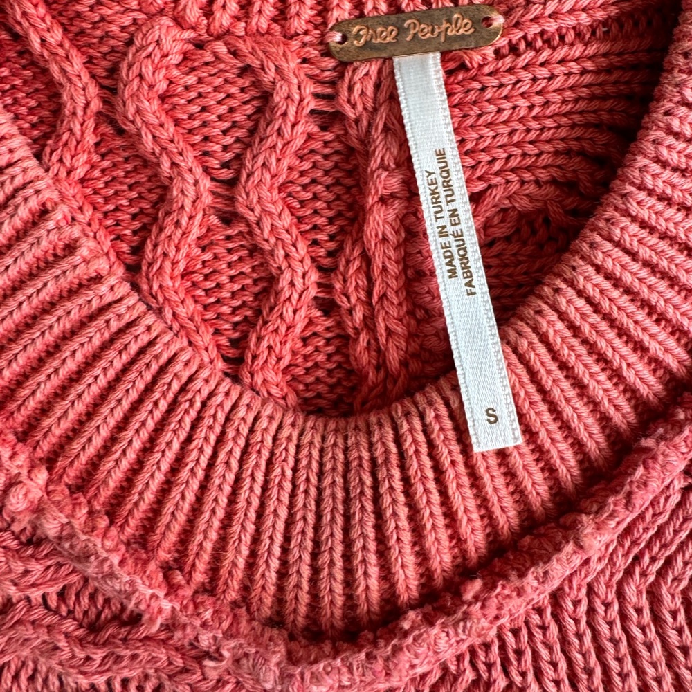 Free People Take The Plunge 100% Cotton Sweater Vest Size Small - Picture 3 of 4